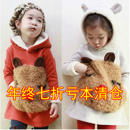 2013 autumn and winter girls clothing stereo bear thickening child outerwear sweatshirt aft5