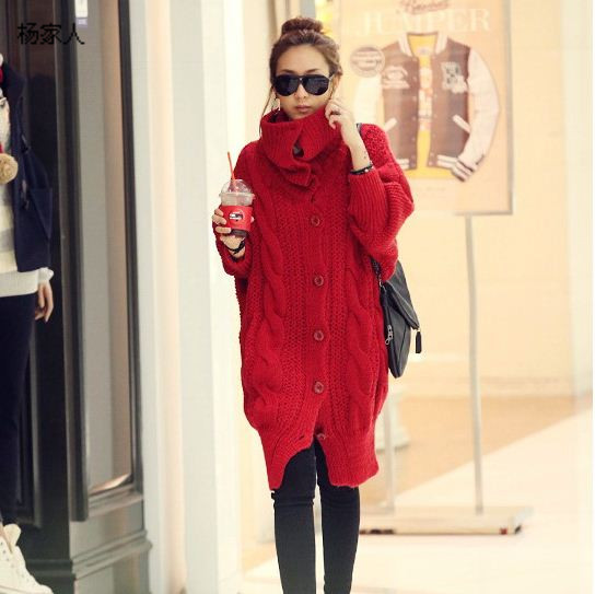 2013 autumn and winter large sweater twisted , dsmv long design cardigan thick sweater outerwear thermal trench thick
