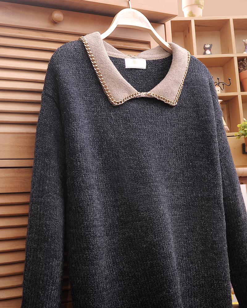 2013  autumn and winter loose basic shirt sweater medium-long sweater brief pullover sweater women's Geometry