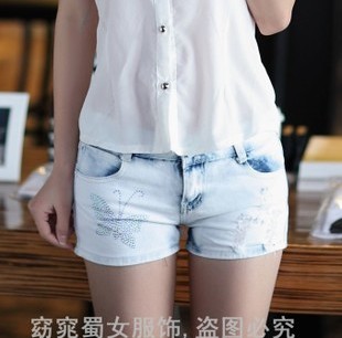 2013 autumn and winter loose women's denim shorts female summer women shorts