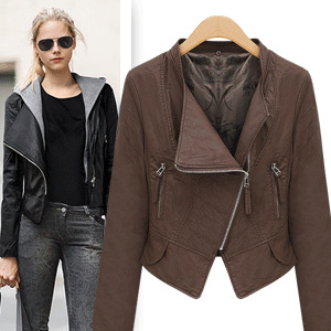 2013 autumn and winter motorcycle PU clothing outerwear short design female slim water washed leather jacket frees shipping