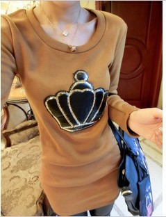 2013 autumn and winter new Q710 Korean Women Recruitment agency plus velvet fight leather sequins pocket dress