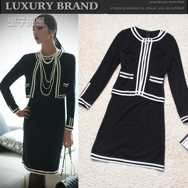 2013 autumn and winter ol work wear elegant slim twinset skirt tank dress outerwear free shiiping
