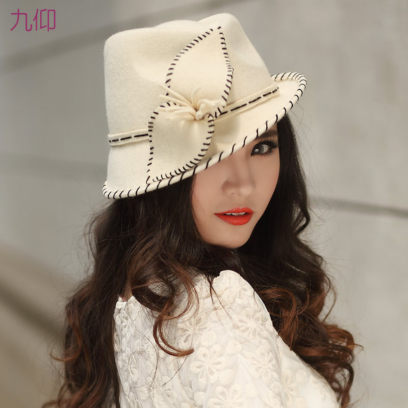 2013 autumn and winter the trend of pure wool all-match billycan small fashion roll-up women's hem short brim hat