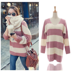 2013 autumn and winter women 022090 new arrival stripe medium-long trend loose sweater high quality