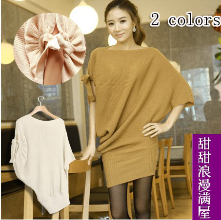 2013 autumn and winter women 26053 tiebelt irregular fashion short-sleeve sweater dress
