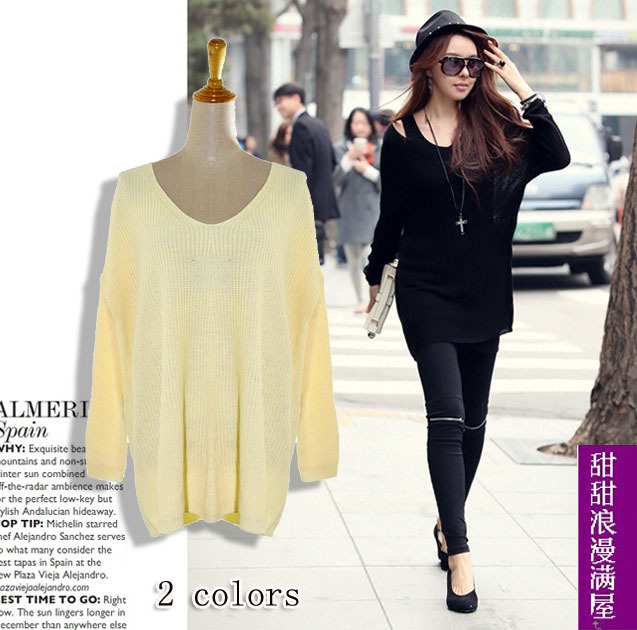 2013 autumn and winter women 270014 street casual solid color long-sleeve loose sweater outerwear