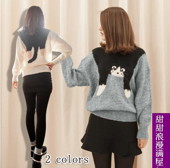 2013 autumn and winter women 28253 cat sweater outerwear