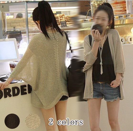2013 autumn and winter women 446101 casual fashion solid color batwing sleeve cardigan sweater outerwear