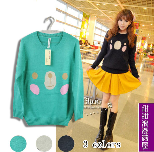 2013 autumn and winter women 875702 sweet all-match smiley pullover sweater outerwear