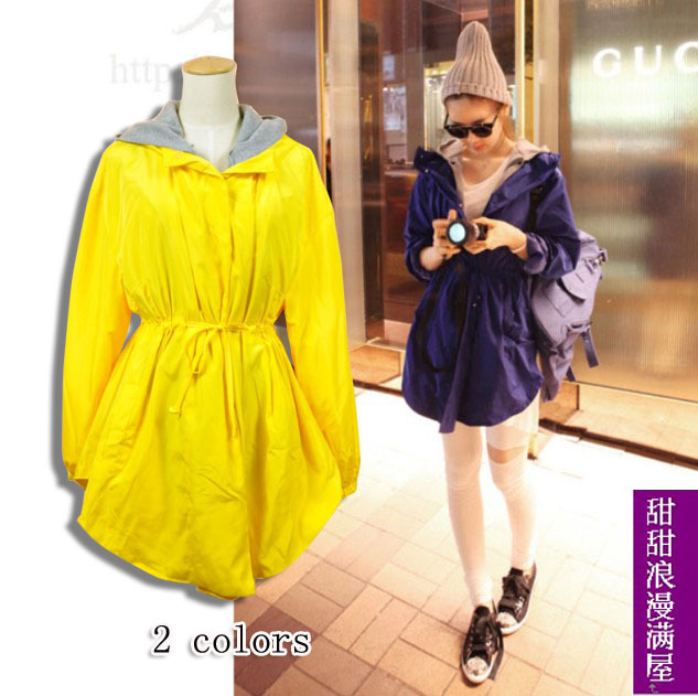 2013 autumn and winter women 88900 drawstring removable liner with a hood loose trench outerwear