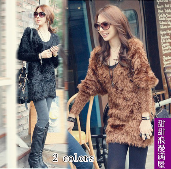 2013 autumn and winter women casual fashion medium-long 20426 pine shaggier sweater