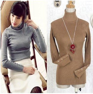 2013 autumn and winter women cufflinks tight slim basic turtleneck sweater 443 high quality