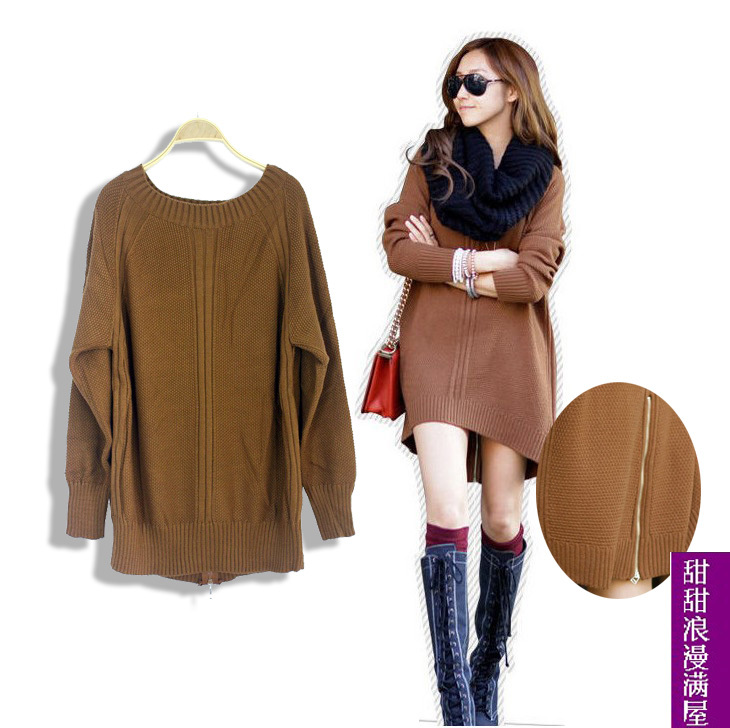 2013 autumn and winter women h1453 casual all-match fashion back zipper sweater outerwear