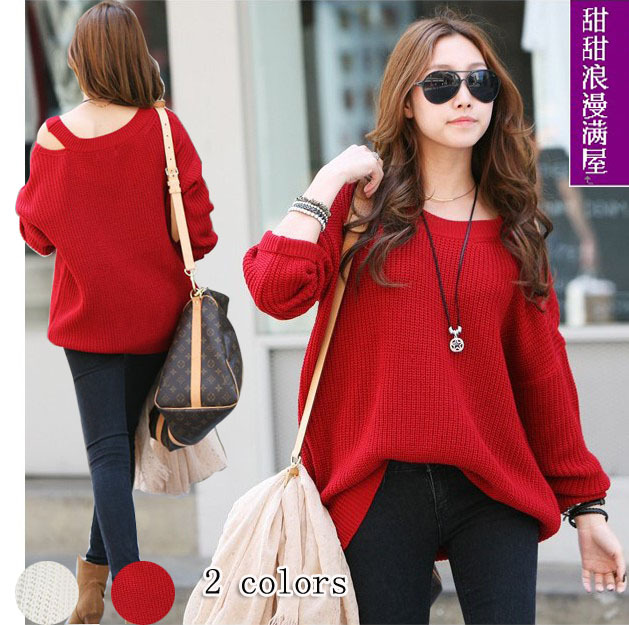 2013 autumn and winter women h1612 casual strapless fashion all-match loose pullover sweater outerwear
