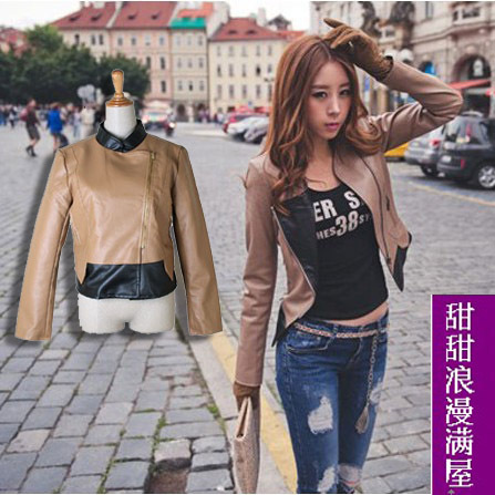 2013 autumn and winter women l3019 elegant slim leather clothing outerwear