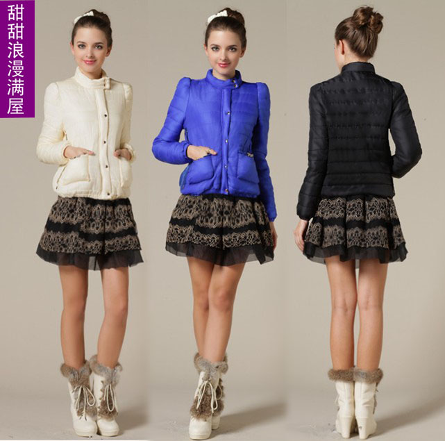 2013 autumn and winter women lightmindedness b55501 sweet small stand collar slim thermal wadded jacket cotton-padded jacket