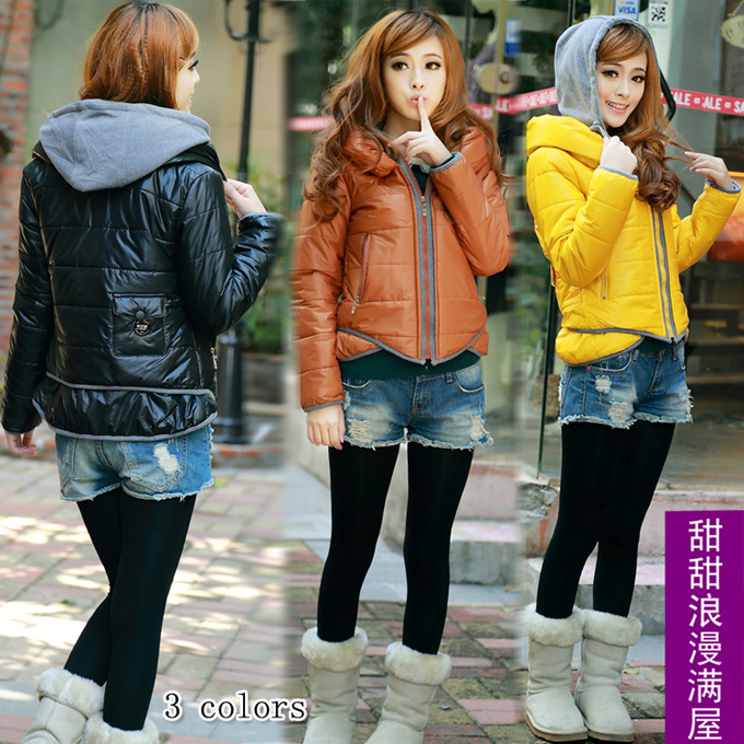 2013 autumn and winter women patchwork 898632 thickening hooded wadded jacket cotton-padded jacket cotton-padded jacket