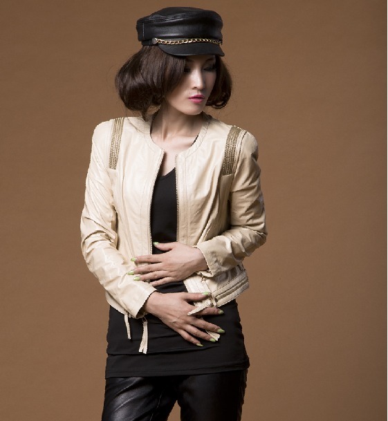 2013 autumn and winter women's sheepskin leather clothing short design slim outerwear single leather thin OL outfit