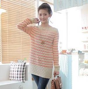 2013 autumn and winter women stripe slit neckline twist stripe sweater twisted pullover sweater
