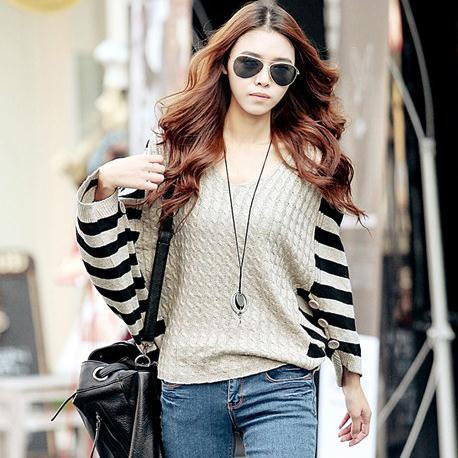 2013 autumn and winter women sweater loose sweater plus size batwing sleeve regular style pullover sweater yarn sweater female