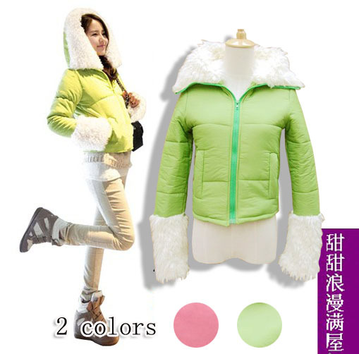 2013 autumn and winter women sweet 466329 berber fleece wool design hooded short cotton-padded jacket wadded jacket outerwear