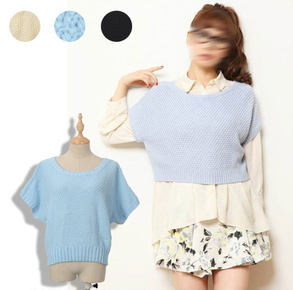 2013 autumn and winter women sweet fresh 526767 crochet short-sleeve sweater shirt