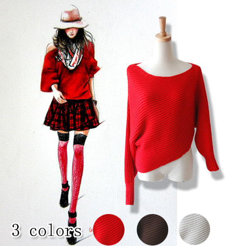 2013 autumn and winter women sweet m3280 slit neckline xiebian strapless red sweater outerwear