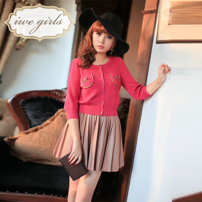 2013 autumn brief milk circled pleated leather female high waist skirt short skirt