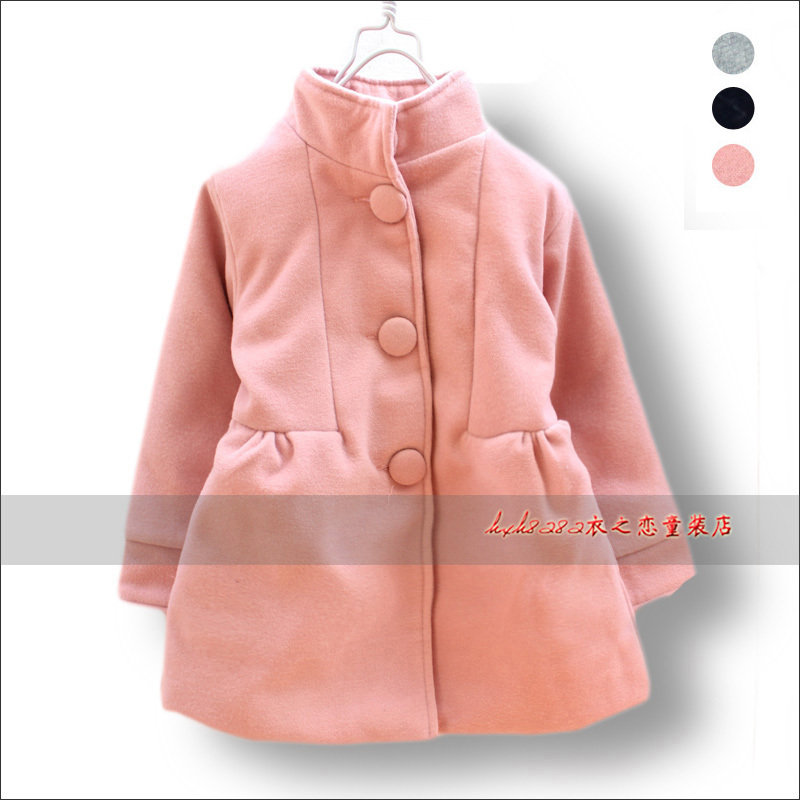 2013 autumn child baby girls clothing thick faux blending woolen outerwear overcoat trench