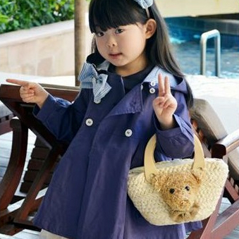 2013 autumn child female child double breasted with a hood trench overcoat outerwear