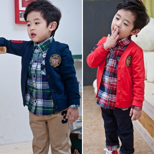 2013 autumn children's clothing badge child thickening fleece cardigan spring outerwear 5a0076 FREE SHIPPING