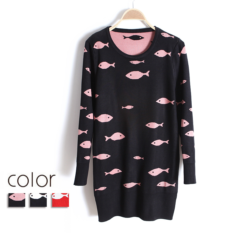 2013 autumn dollarfish jacquard o-neck slim medium-long slim pullover sweater wx1302