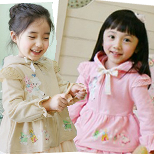 2013 autumn female child cartoon lamb style laciness trench female child outerwear zipper-up y263