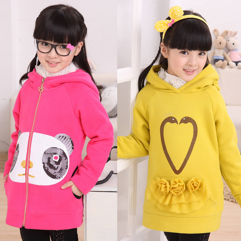 2013 autumn girls clothing child long design sweatshirt reversible outerwear c1770