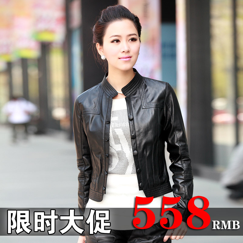 2013 autumn leather clothing genuine leather clothing female sheepskin plus size clothing short design slim outerwear