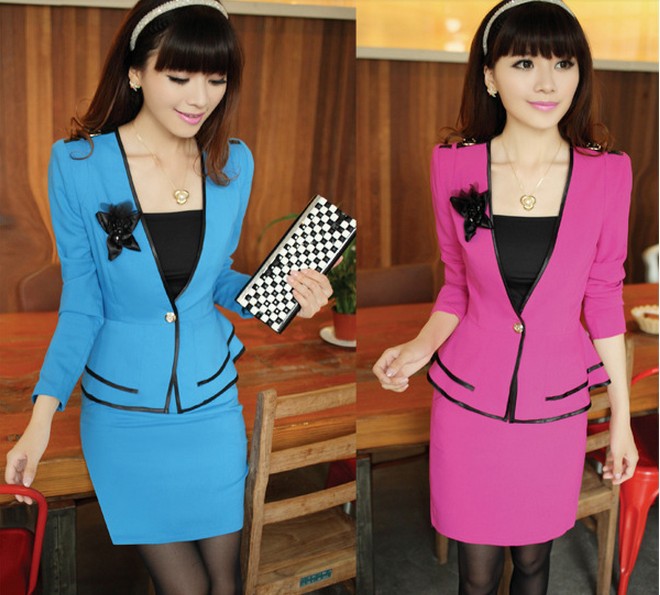 2013 autumn new arrival fashion slim piece set women's work wear ol work wear skirt set  028