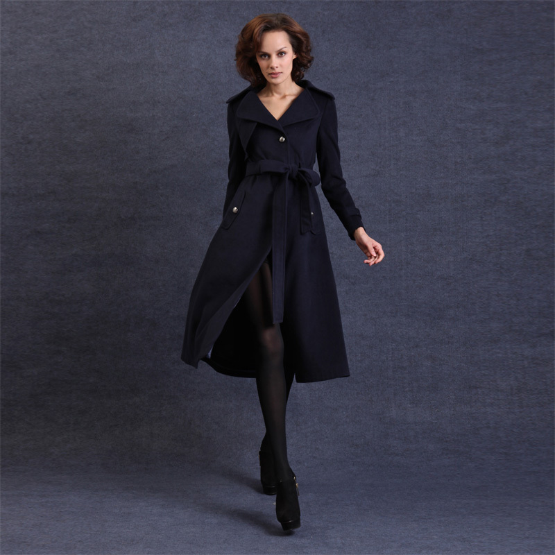 2013 autumn new arrival fashion turn-down collar long-sleeve woolen outerwear trench medium-long woolen overcoat fy-550