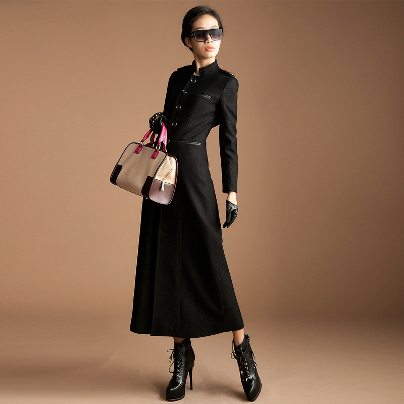 2013 autumn new arrival quality wool long design elegant trench women fashion outerwear slim overcoat s332