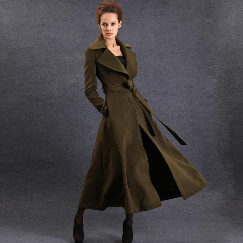 2013 autumn new arrival turn-down collar long-sleeve woolen trench outerwear slim long design wool coat fy-543