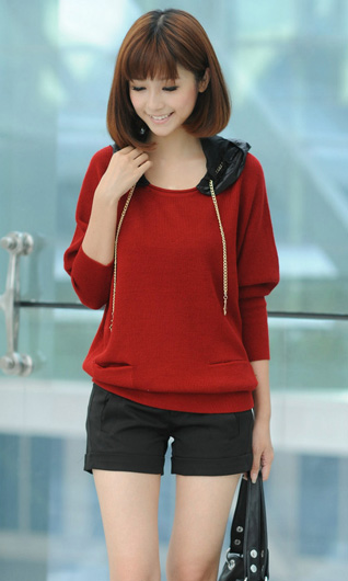 2013 autumn new arrival women's hooded batwing sleeve basic shirt sweater thick casual long-sleeve sweater Free Shipping