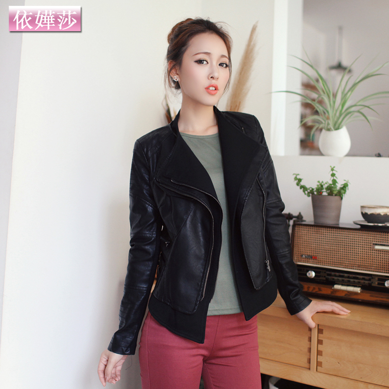 2013 autumn new arrival women's motorcycle jacket zipper short design slim women's leather clothing outerwear jacket