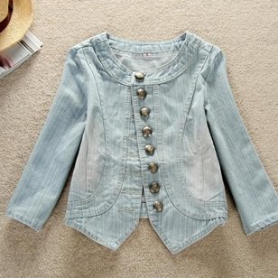 2013 autumn new arrival women's slim short denim coat jacket three quarter sleeve o-neck cardigan outerwear WC1559