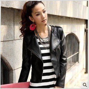 2013 Autumn new jacket female motorcycle leather women short, Ms. Slim pu, leather jacket