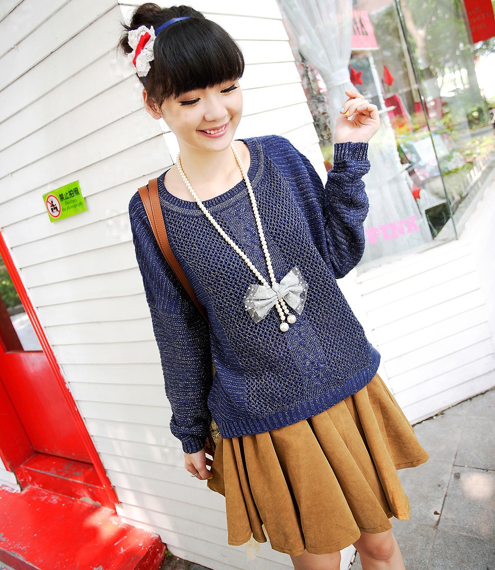 2013 autumn o-neck gentlewomen sweet women's quality fashion pullover long-sleeve sweater Free Shipping