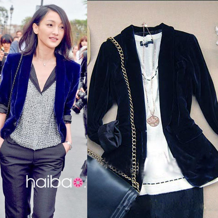 2013 autumn queen slim elegant short jacket velvet short suit