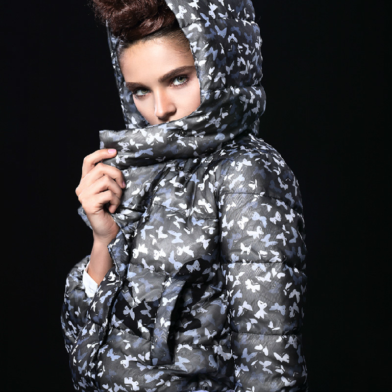 2013 autumn short design fashion chiffon print down coat women down