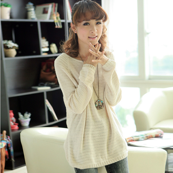 2013 autumn solid color all-match plus size o-neck sweater batwing shirt basic shirt sweater female Free Shipping