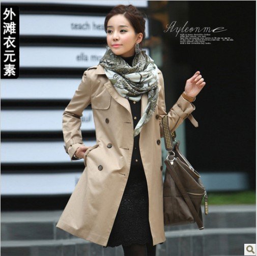 2013 Autumn Winter new female fashion slim trench wind coat with scarves, ladies double-breasted windbreaker + free shippingt