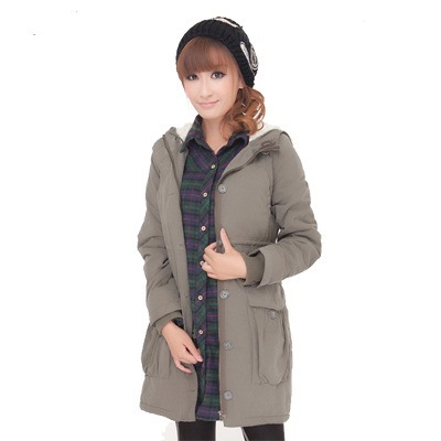 2013 autumn&winter Women's Army Green thermal wool liner wadded thickening overcoat/Jacket,Free Shipping